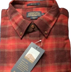 Pendleton Mens Mason Flannel Shirt Red/Black Plaid